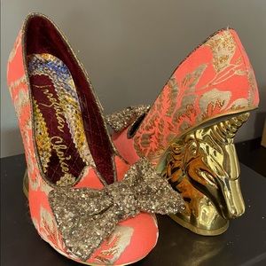 Peach and Gold shoes with Gold Unicorn heels